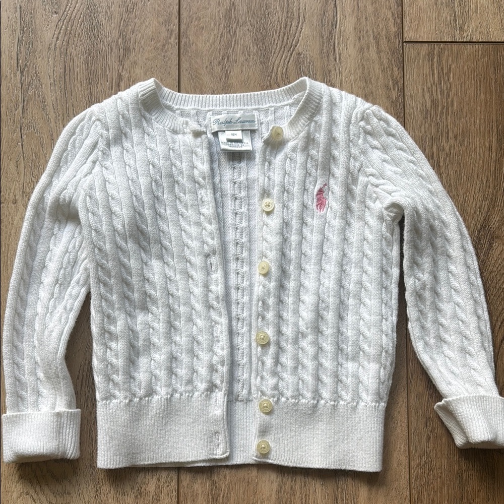 Ralph Lauren White Cable Knit Cardigan